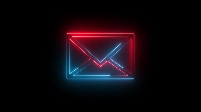 neon  message icon animation with black background. glowing neon message icon concept 4k motion video animation.