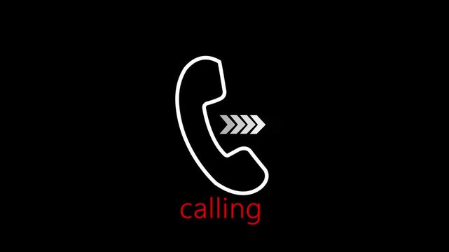 Calling icon with arrow icon and dark background 4k motion video animation.