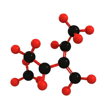Molecular structure of benzene with hydroxyl substituents in 3d ball-and-stick model isolated on transparent background