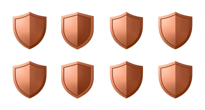 shield, icon, copper, security, protection, defense, metallic, armor, emblem, badge, vector, symbol, safety, guard, bronze, medieval, illustration