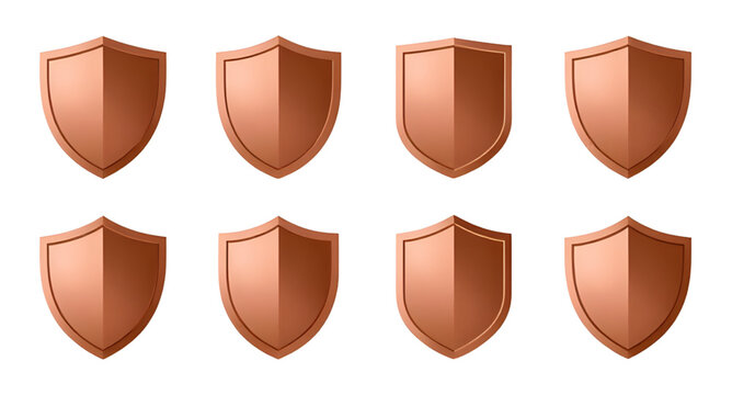 shield, icon, copper, security, protection, defense, metallic, armor, emblem, badge, vector, symbol, safety, guard, bronze, medieval, illustration