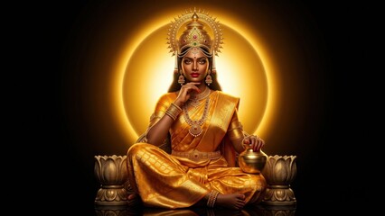 Fototapeta premium Mystical Hindu Goddess Dual Glow – Sacred Spiritual Female Deity
