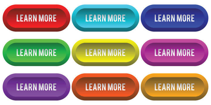 Colorful rounded rectangle buttons with learn more text in various colors for web design and user interface rectangle colorful interface