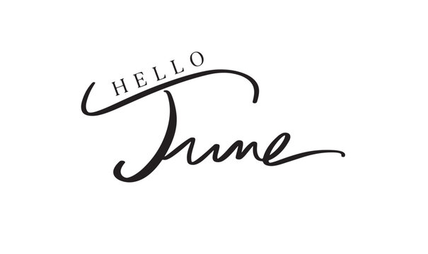 Hello June month text font calligraphy hand written lettering script black color object icon hello june month holiday six summer welcome vacation calendar celebration business hello june month beach 