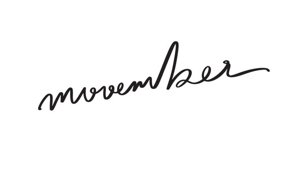 Movember text font calligraphy hand written lettering scrip[t black color object icon november month movember moustache gentleman movember male father day fight support cancer movember november health