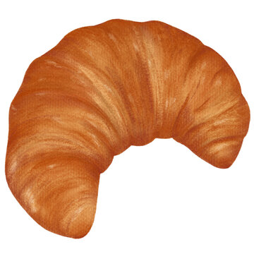 Hand drawn colored pencil croissant 