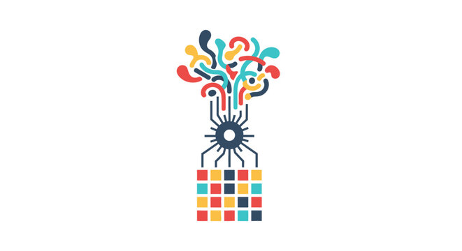 Abstract Representation of Data Processing and Artificial Intelligence Concepts