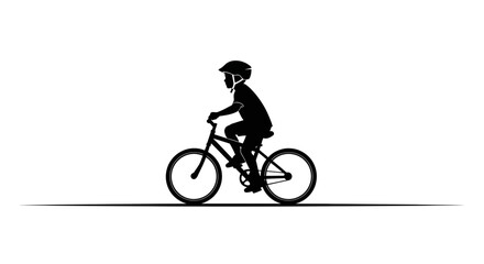 Obraz premium Silhouette of a young child riding a bicycle on a white background.