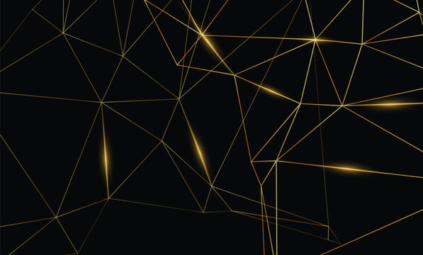 Luxury golden technology network plexus on black background