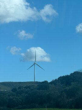 Mountain with wind turbine,aydın