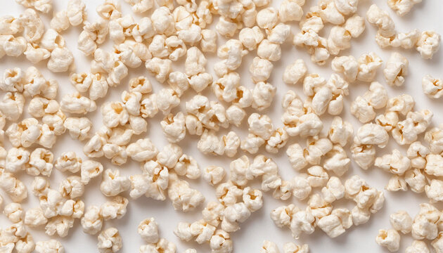 Close-up popcorn texture on white surface
