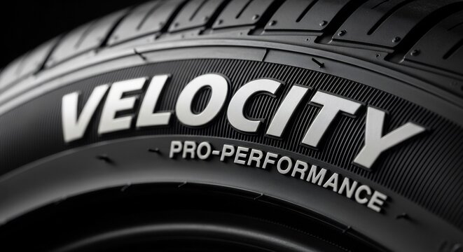 Close-up Macro Shot of a High-Performance Velocity Tire Tread.