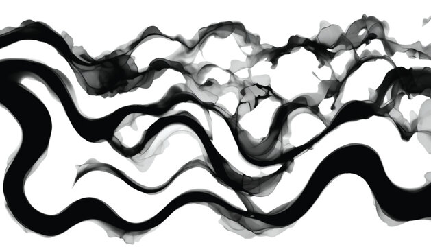 Ink ribbons intertwine in a complex wave pattern across the bright frame with plenty of copy space.