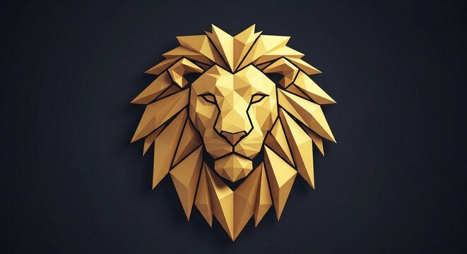 Geometric golden lion head