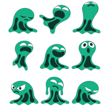 Professional Green Slime Monster Sprite Sheet for Platformer Game Assets and UI