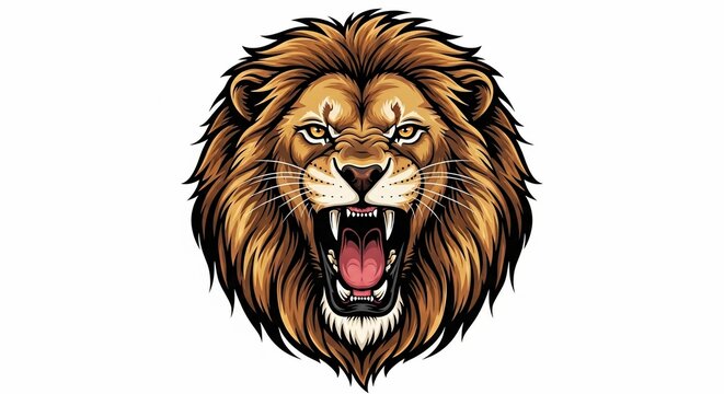 Roaring lion head illustration