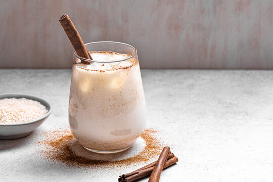 Mexican Horchata rice drink with cinnamon