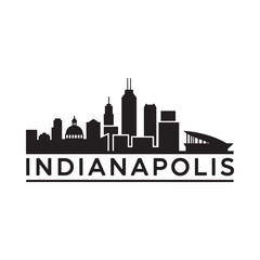 Obraz premium Indianapolis Skyline Silhouette with City Name Black on White