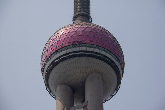 Shanghai, China - April 16, 2017 - Oriental Pearl TV tower, one of the tallest buildings in this city