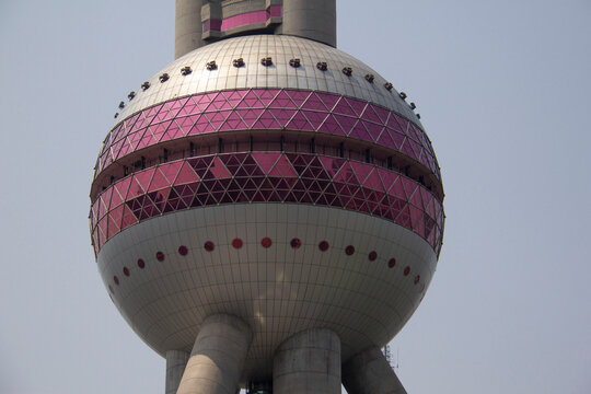 Shanghai, China - April 16, 2017 - Oriental Pearl TV tower, one of the tallest buildings in this city