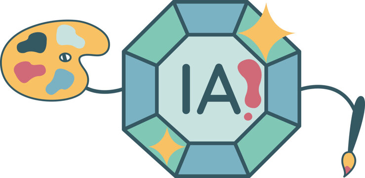 Ic&ocirc;ne / illustration vectorielle sur la g&eacute;n&eacute;ration d&rsquo;images par intelligence artificielle (IA) (flat design, style cartoon, couleurs)