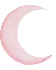 Soft pink watercolor crescent moon illustration with white background, crescent © Island Tulip Designs