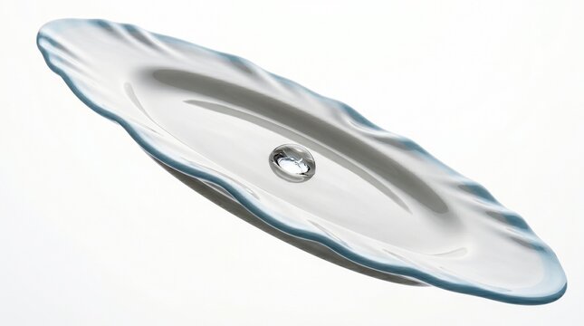 A ceramic plate that looks like a giant soft contact lens (wet, flimsy)