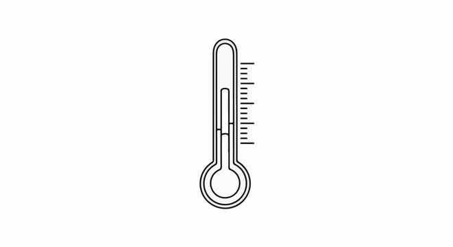 Stylized line drawing of a thermometer with measurement markings on the right