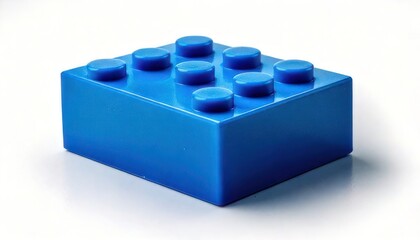Naklejka premium Vibrant Blue Lego Brick Isolated on White Background - Educational Toy Concept.