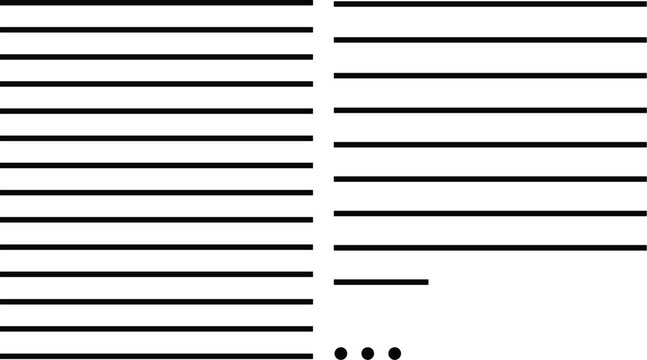 Minimal text layout wireframe with placeholder lines abstract interface design template for web and mobile content structure