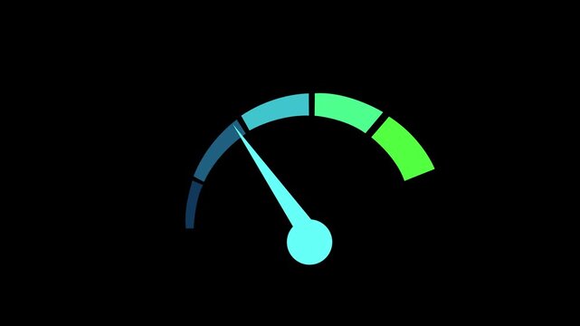 Speedometer 4k motion graphic animation on transparent background. simple animated speedometer. 4k motion video.