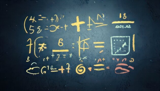 Chalkboard Equations - A Complex Mathematical Display of Numbers and Symbols.
