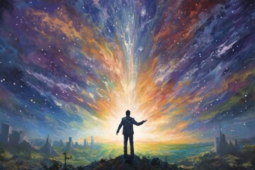 Fototapeta premium Touch of God spiritual light concept
