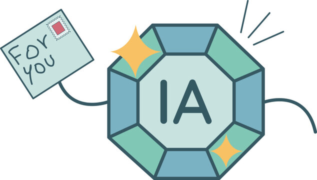 Ic&ocirc;ne / illustration vectorielle sur le prompt IA (intelligence artificielle) (flat design, style cartoon, couleurs)