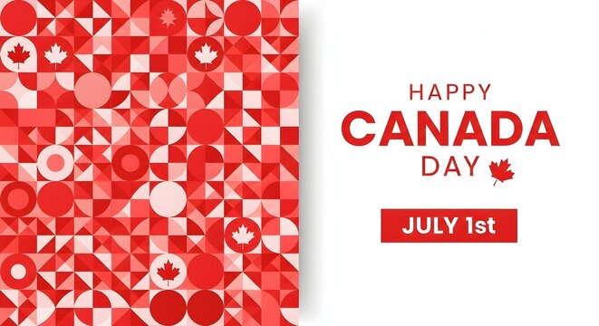 Happy canada day festive red white maple leaf pattern for july 1st celebration