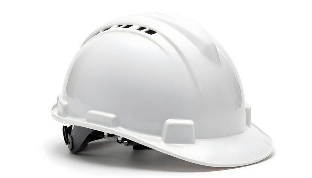 Clean white hard hat shown from a side profile against a pure white background