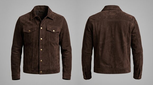 A mockup of a brown corduroy shirt displayed from the front and back, showcasing its design and features on a neutral background.