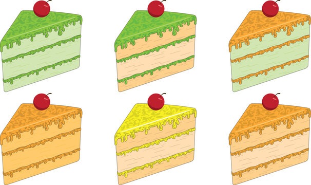 Set of Cakes, Colorful Cakes, Cakes, Chocolate Cake, Red Velvet Cake, Multicolored Cake, Cherry on Top, Cherry Cake, Layer Cake, Delicious Cake, Food, Dessert,  sweet, cream, chocolate