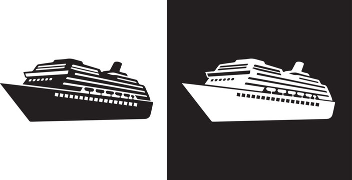 Ferry ship icon vector for passenger transportation and ocean travel illustration 