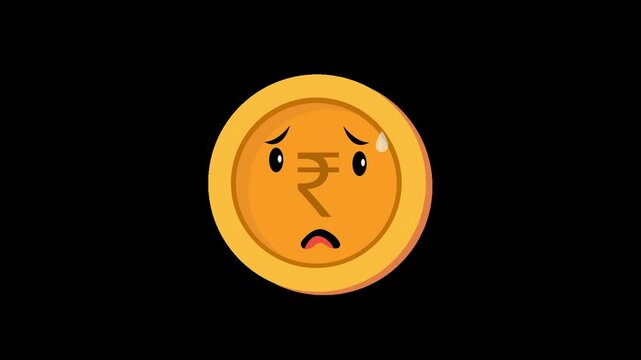 indian rupee fall economic crisis inflation financial stress alpha channel animation