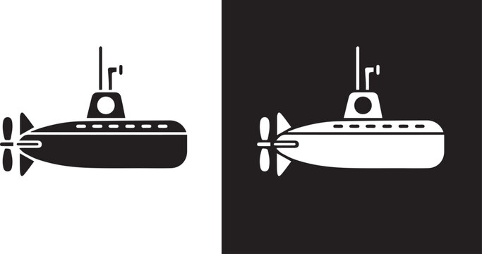 Black submarine icon vector illustration
