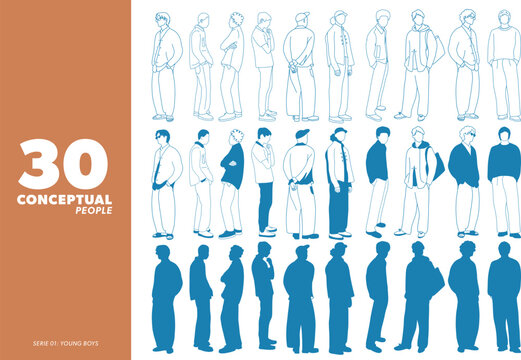 Conceptual outlin young boys illustration