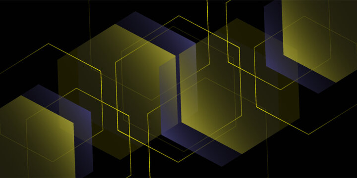 Black background simple concept color design hexagon design good class page gradient blue and yellow concept good art