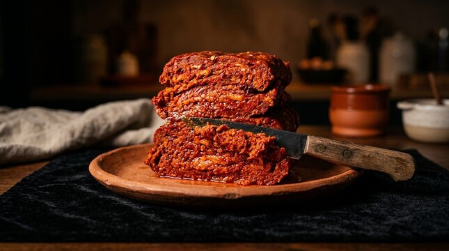 Spicy Italian 'Nduja Spreadable Salami Served on a Terracotta Plate