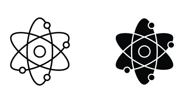 Modern atomic particle icon with electron orbits