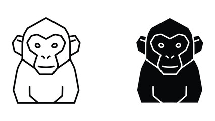 Simple cartoon monkey icons in contrasting styles © MDMOSLEM