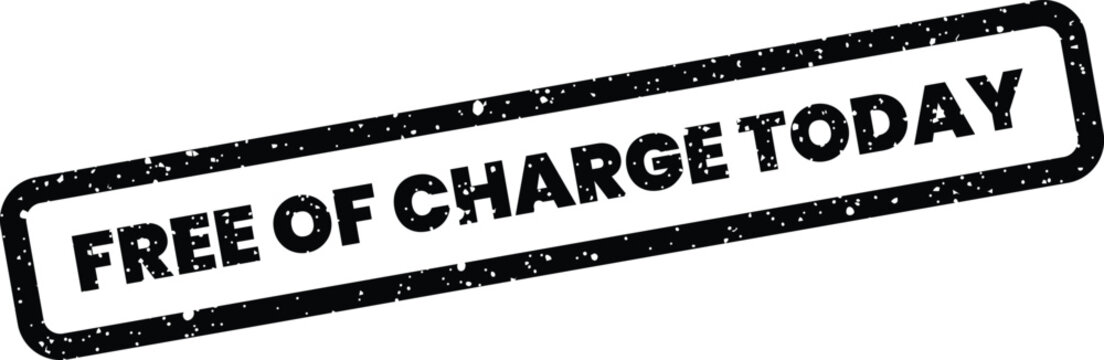 Textured rectangular rubber stamp with a free of charge today message for immediate promotions