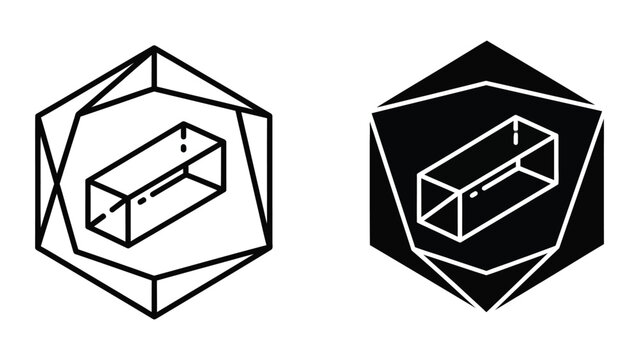 Isometric 3d cube inside hexagonal frame icons