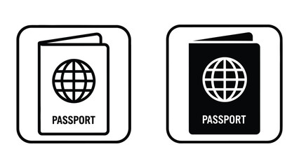 Obraz premium Two passport icons with globe symbol in different styles