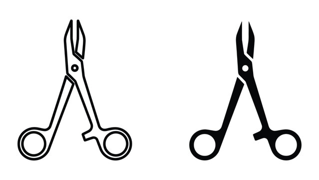 Black and white surgical scissors vector illustration